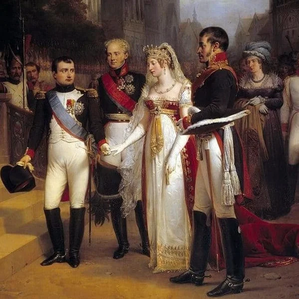 Nicolas_Gosse_-_Napoleon_receives_the_Queen_of_Prussia_at_Tilsit,_July_6,_1807 Gemälde von Königin Luise zusammen mit Napoleon Bonaparte nach der Niederlage Preußens gegen Frankreich.