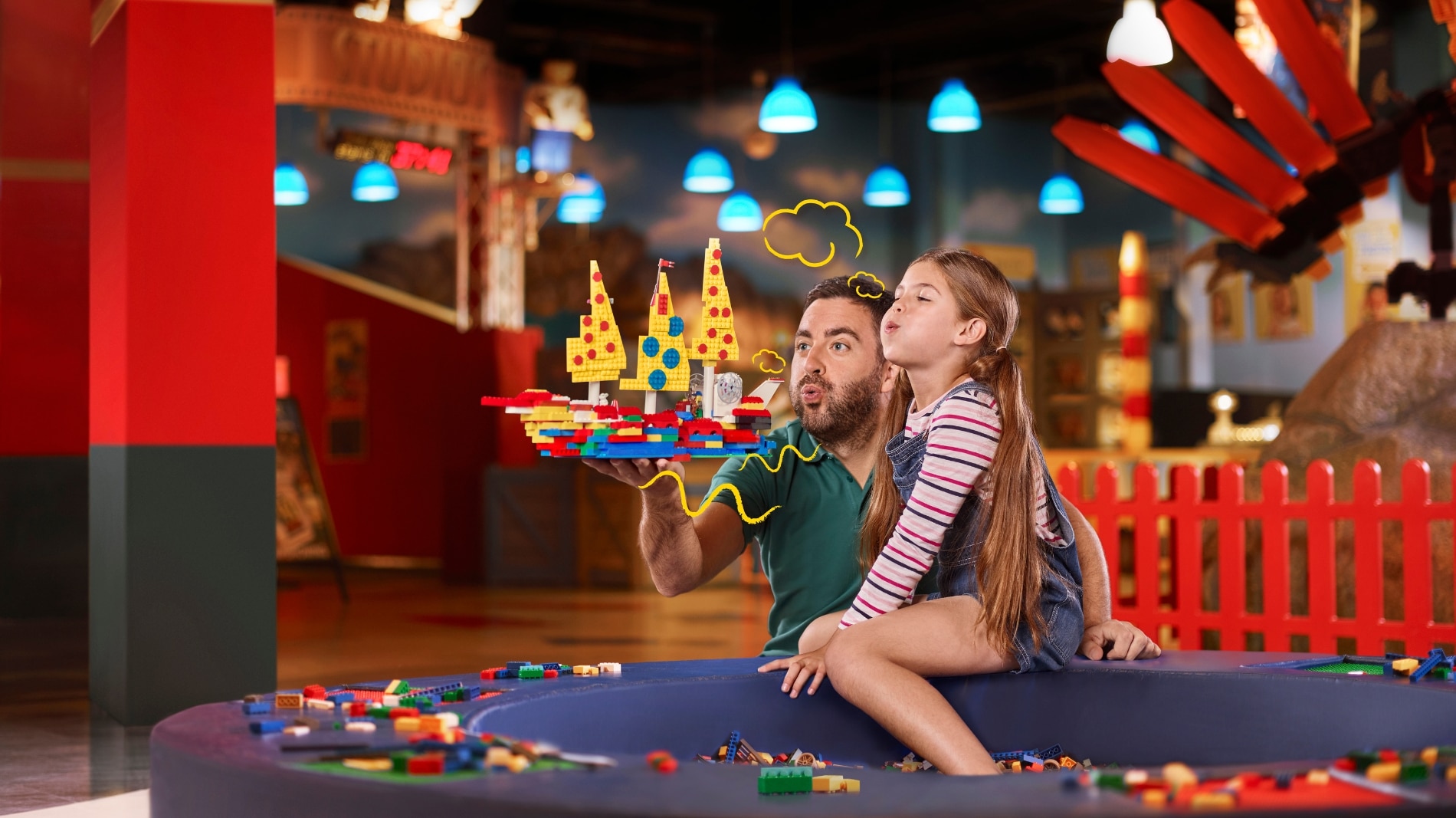 Father and daughter play at the Legoland Discovery Center Berlin